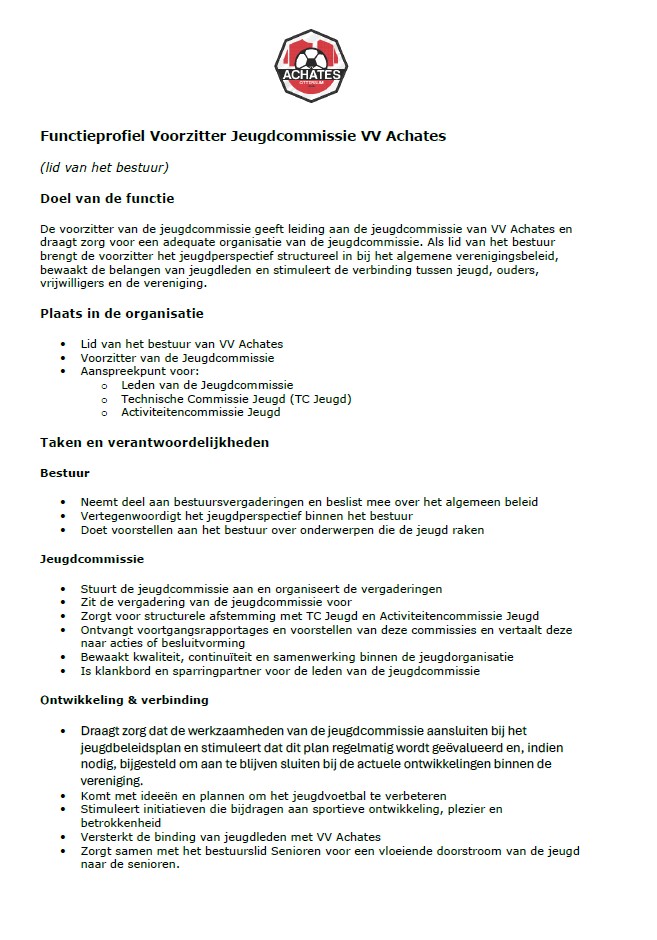 Voorzitter Jeugdcommissie gezocht!